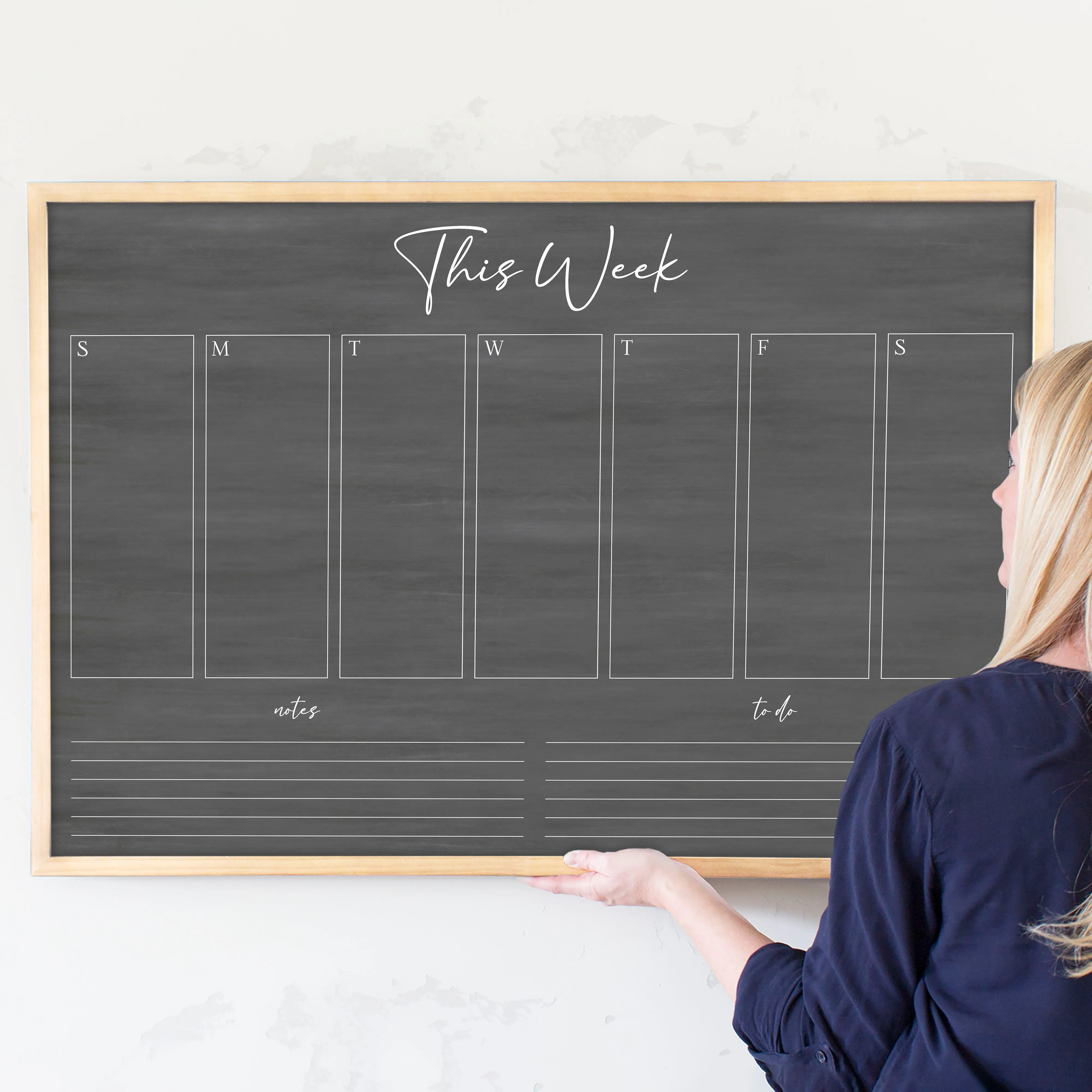 Weekly Framed Chalkboard Calendar   2 sections | Horizontal Pennington