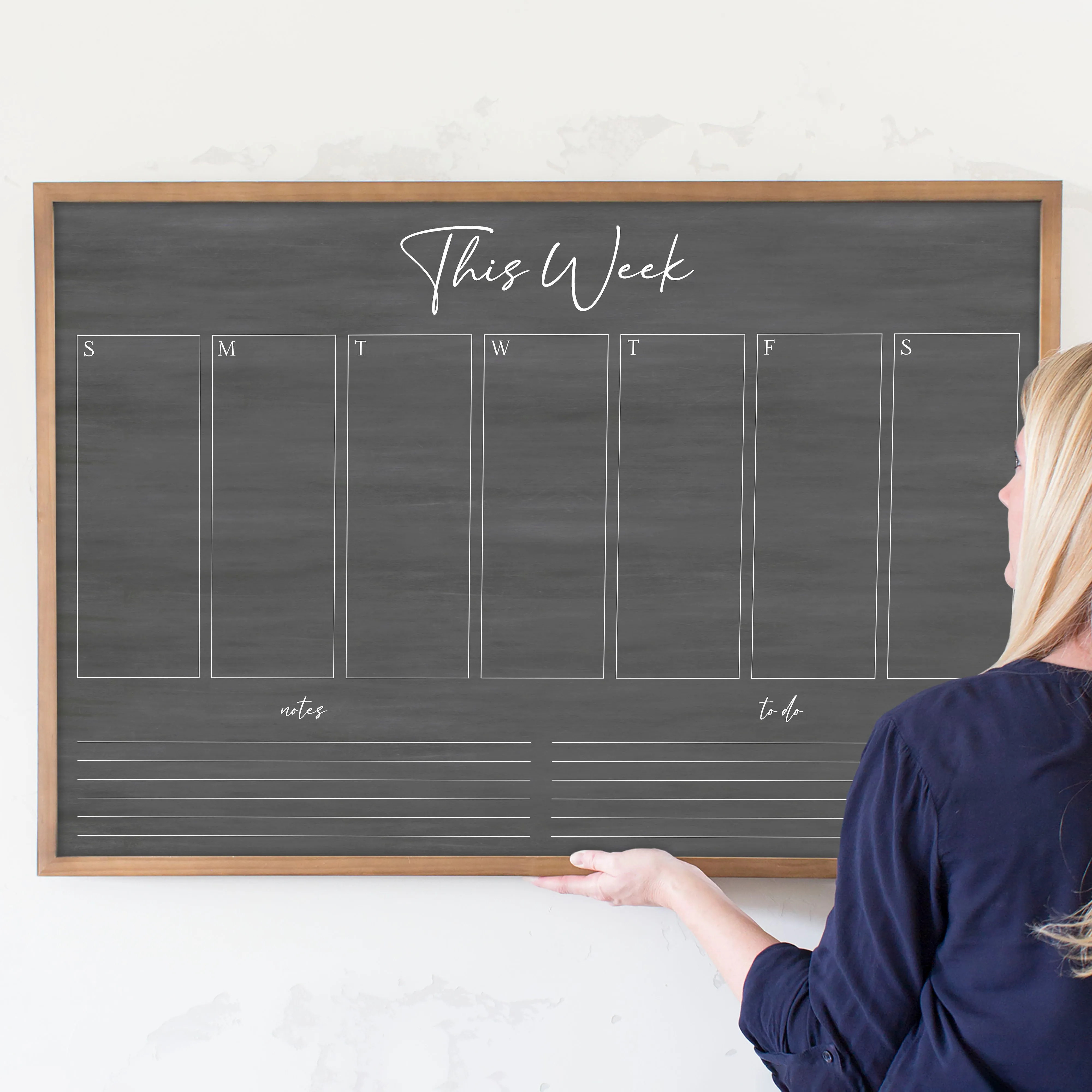 Weekly Framed Chalkboard Calendar   2 sections | Horizontal Pennington