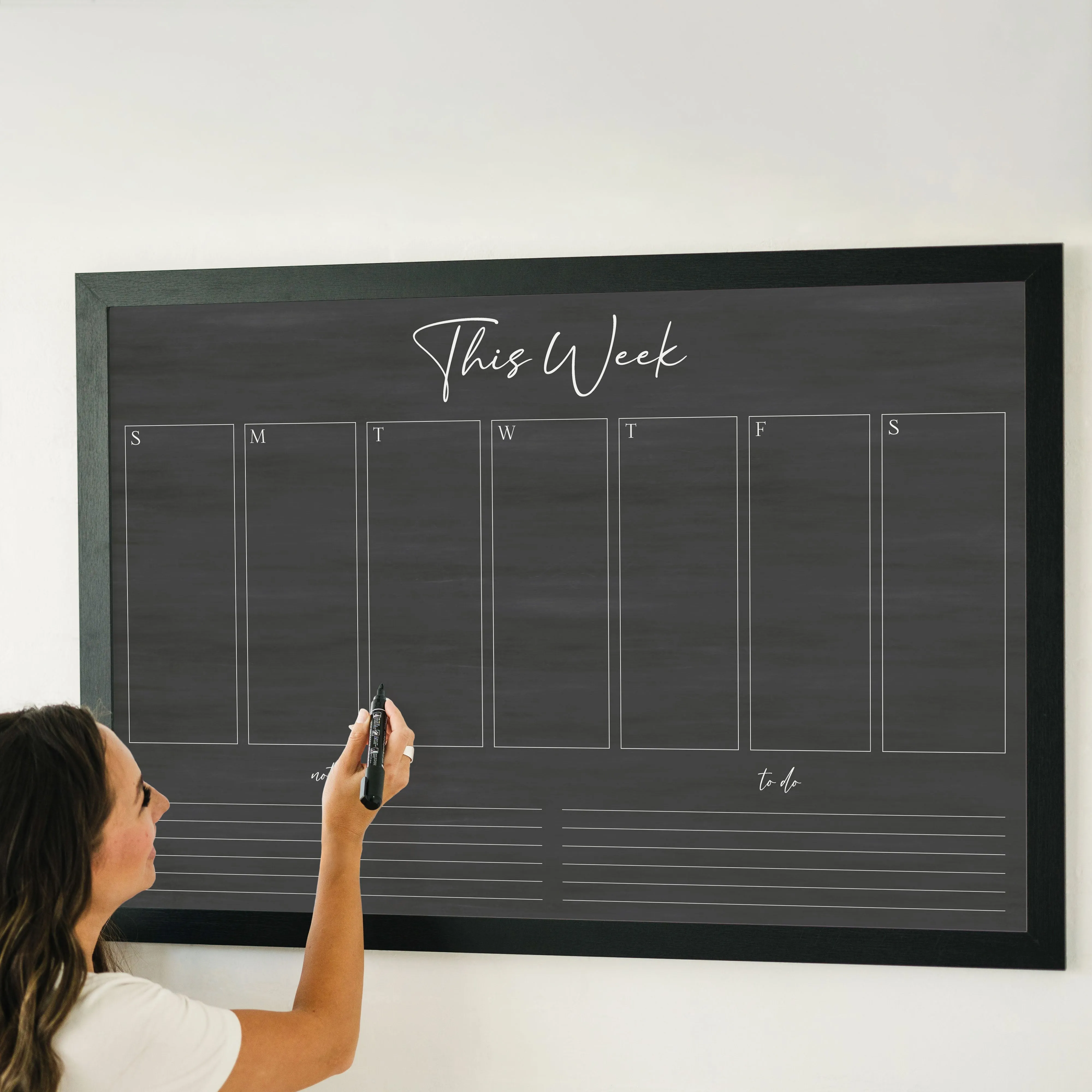 Weekly Framed Chalkboard Calendar   2 sections | Horizontal Pennington