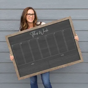 Weekly Framed Chalkboard Calendar   2 sections | Horizontal Pennington