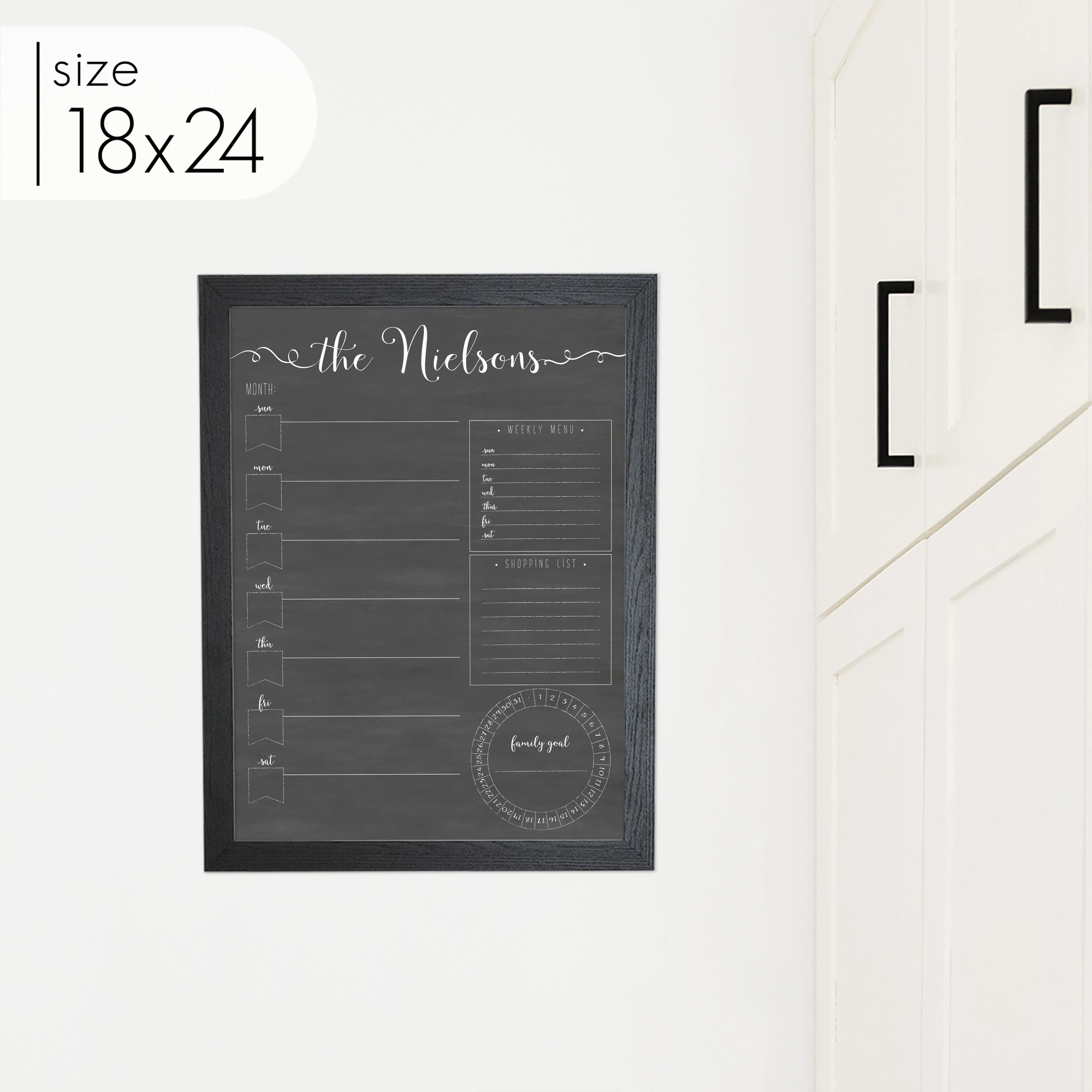 Weekly Framed Chalkboard Calendar   3 sections | Vertical Knope