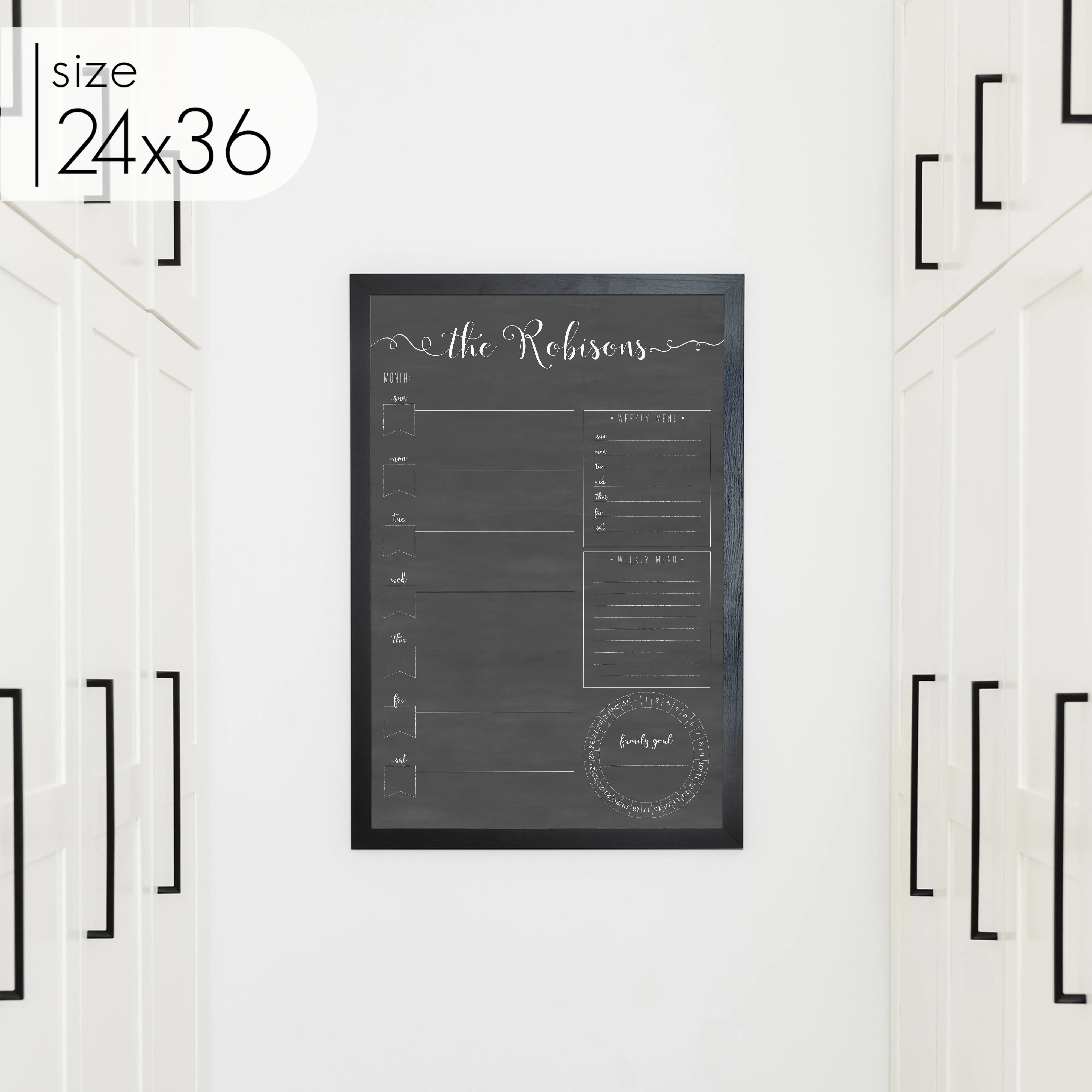 Weekly Framed Chalkboard Calendar   3 sections | Vertical Knope