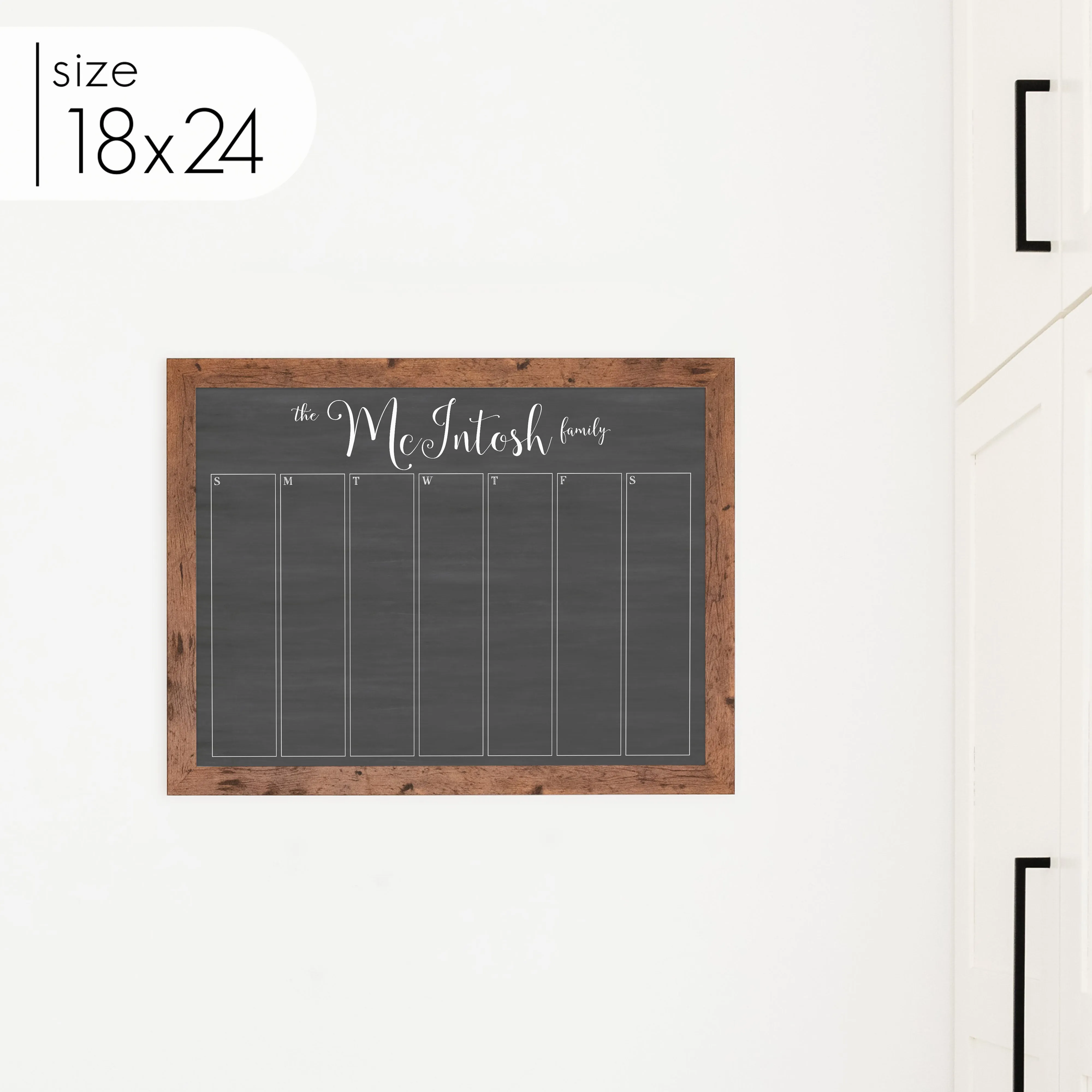 Weekly Framed Chalkboard Calendar | Horizontal Knope