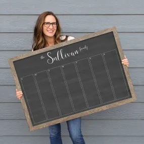 Weekly Framed Chalkboard Calendar | Horizontal Knope