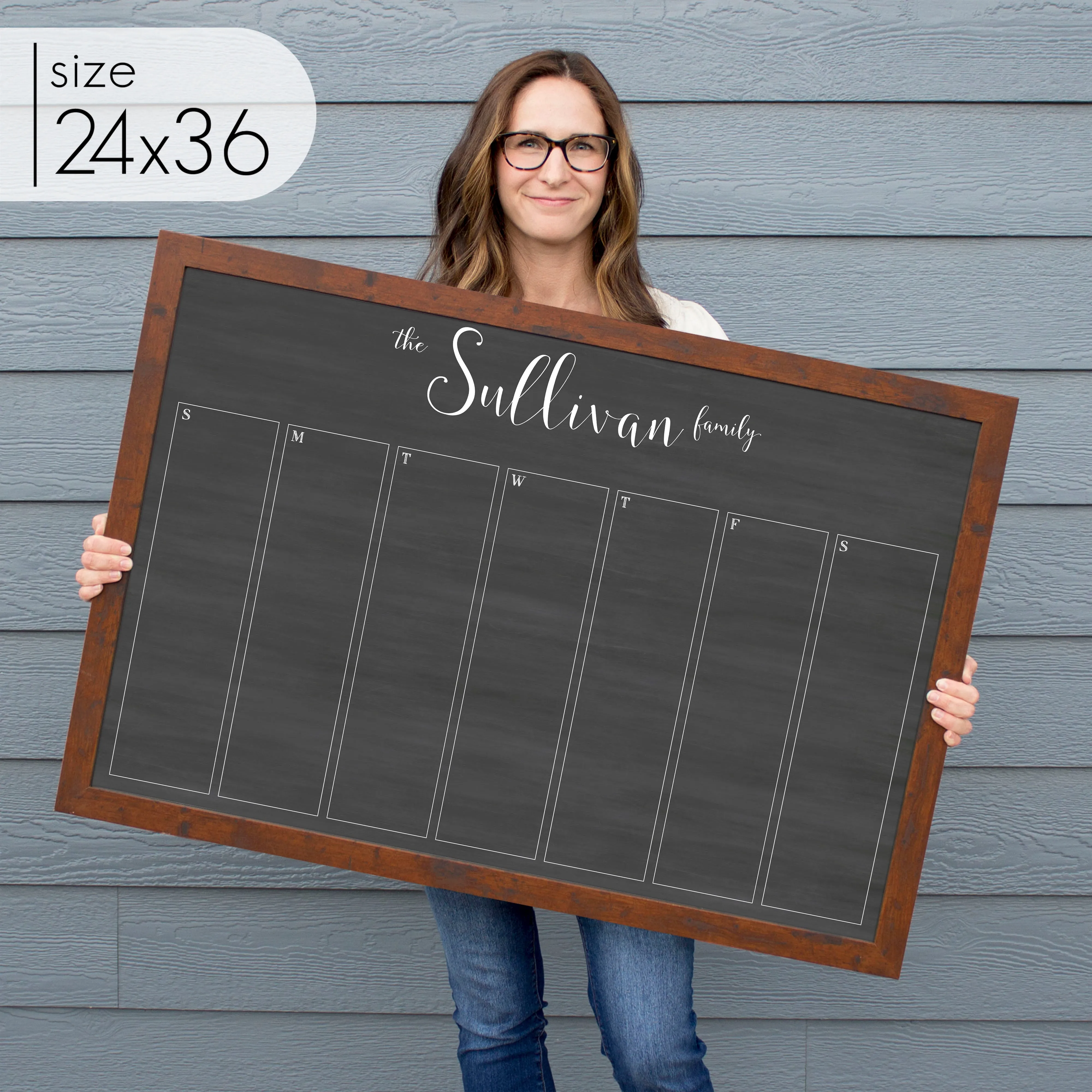 Weekly Framed Chalkboard Calendar | Horizontal Knope