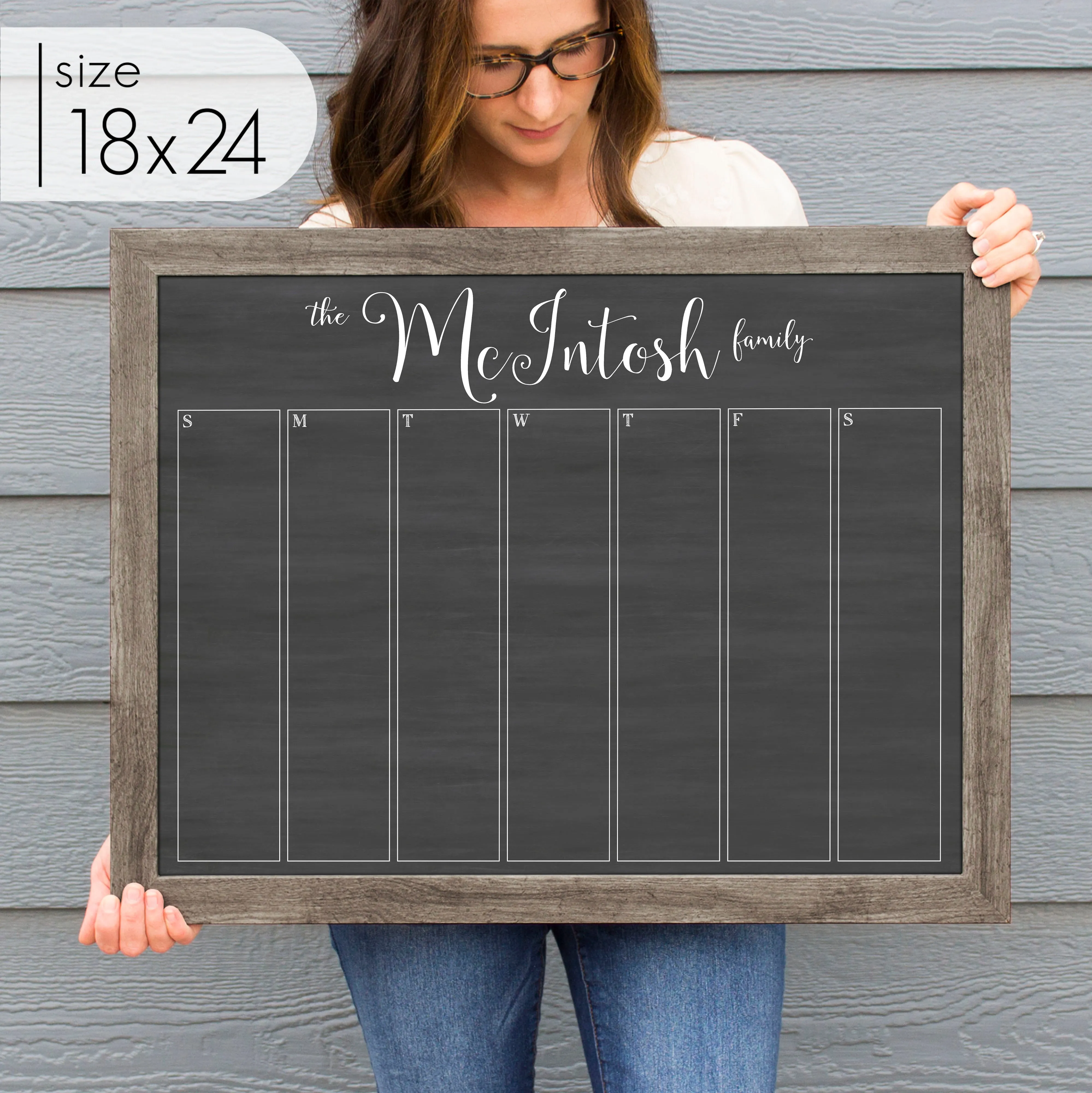 Weekly Framed Chalkboard Calendar | Horizontal Knope