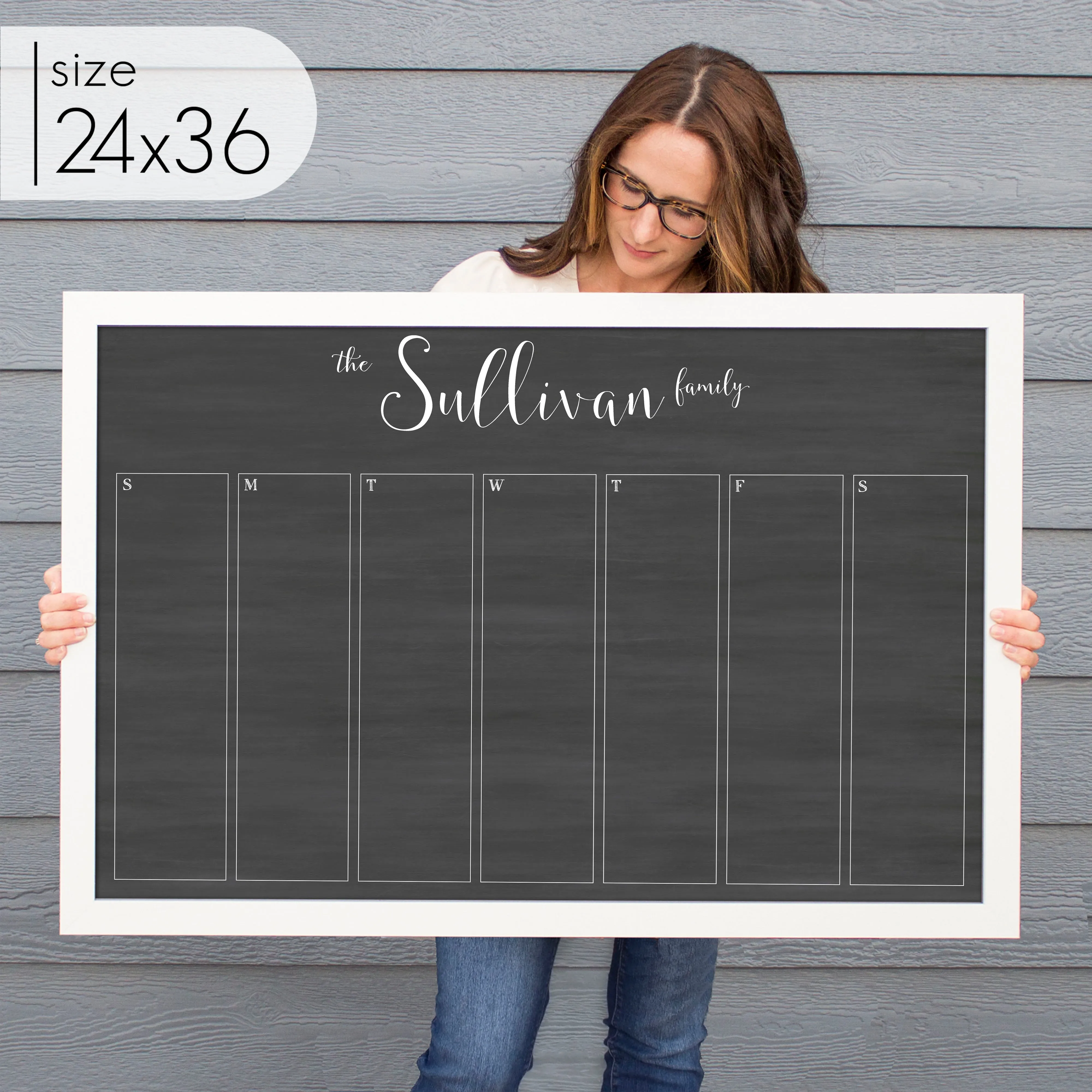 Weekly Framed Chalkboard Calendar | Horizontal Knope