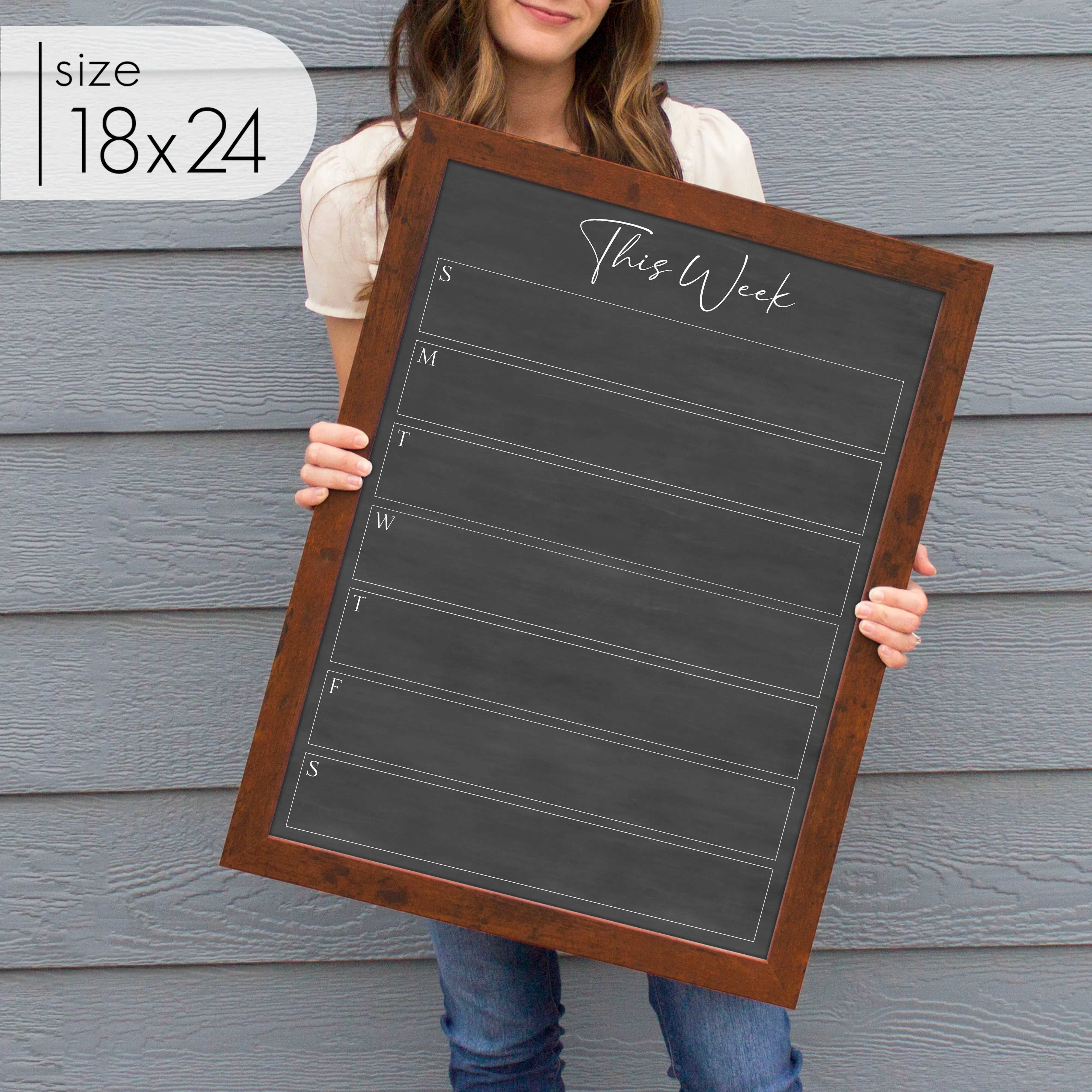 Weekly Framed Chalkboard Calendar | Vertical Pennington