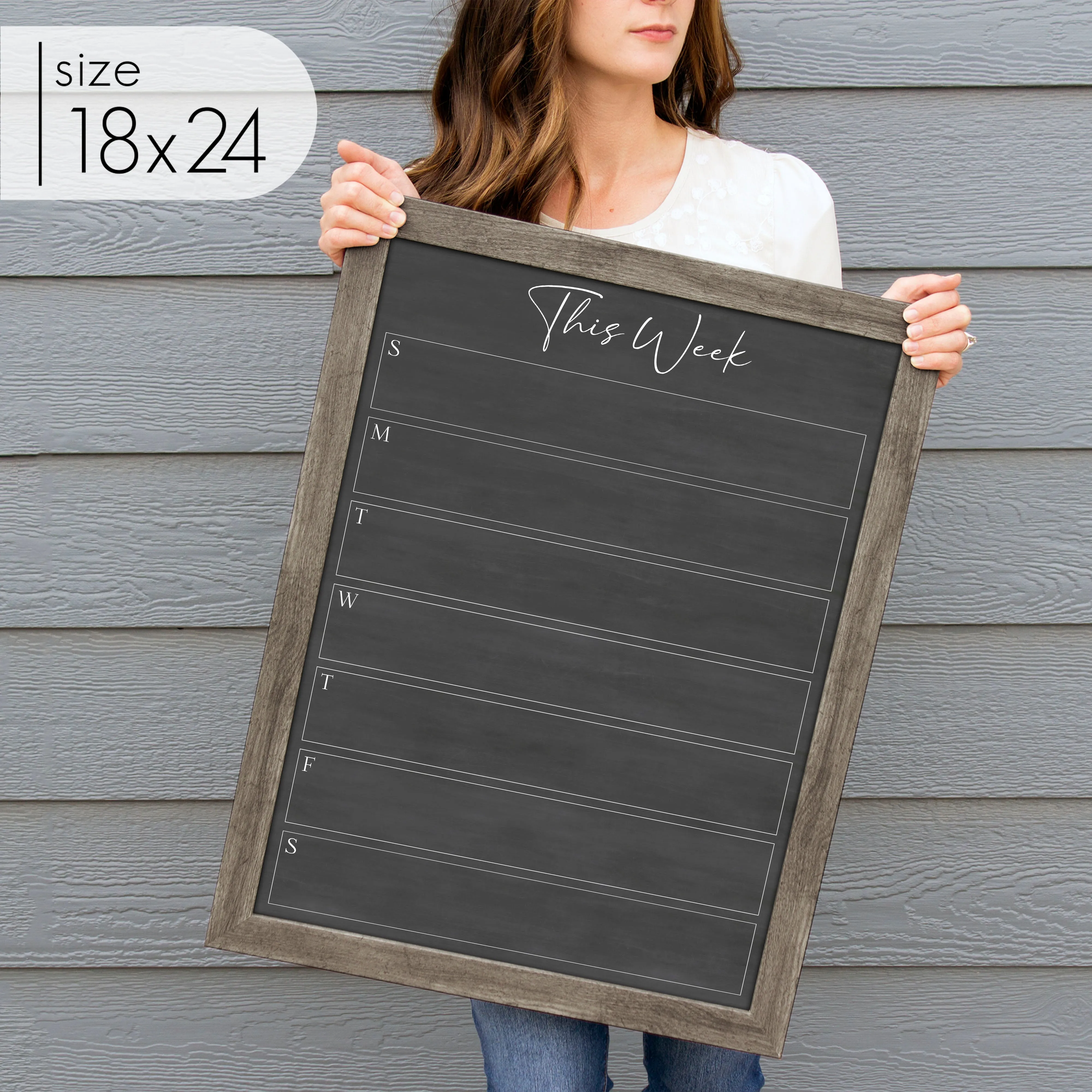 Weekly Framed Chalkboard Calendar | Vertical Pennington