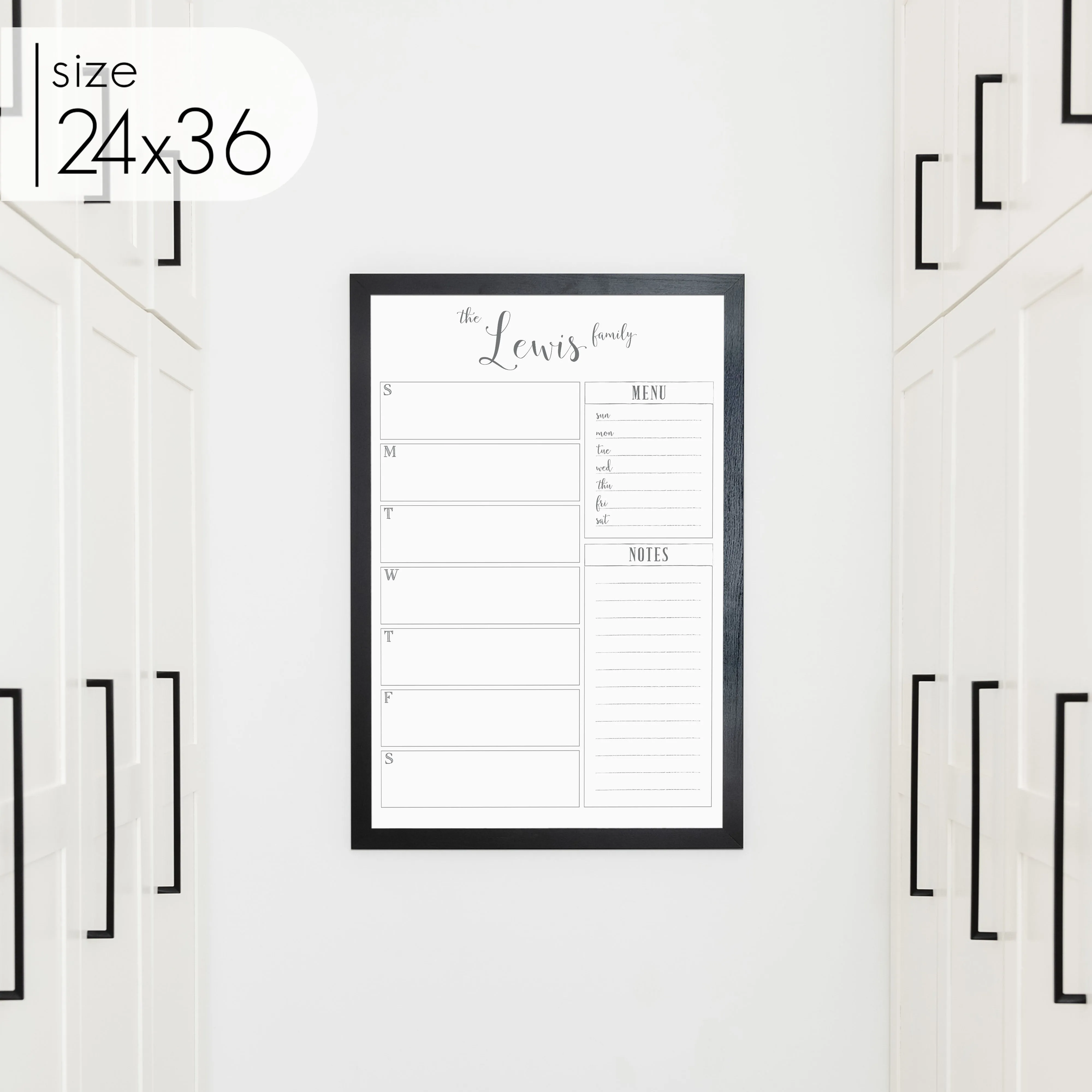 Weekly Framed Whiteboard Calendar   2 sections | Vertical Knope