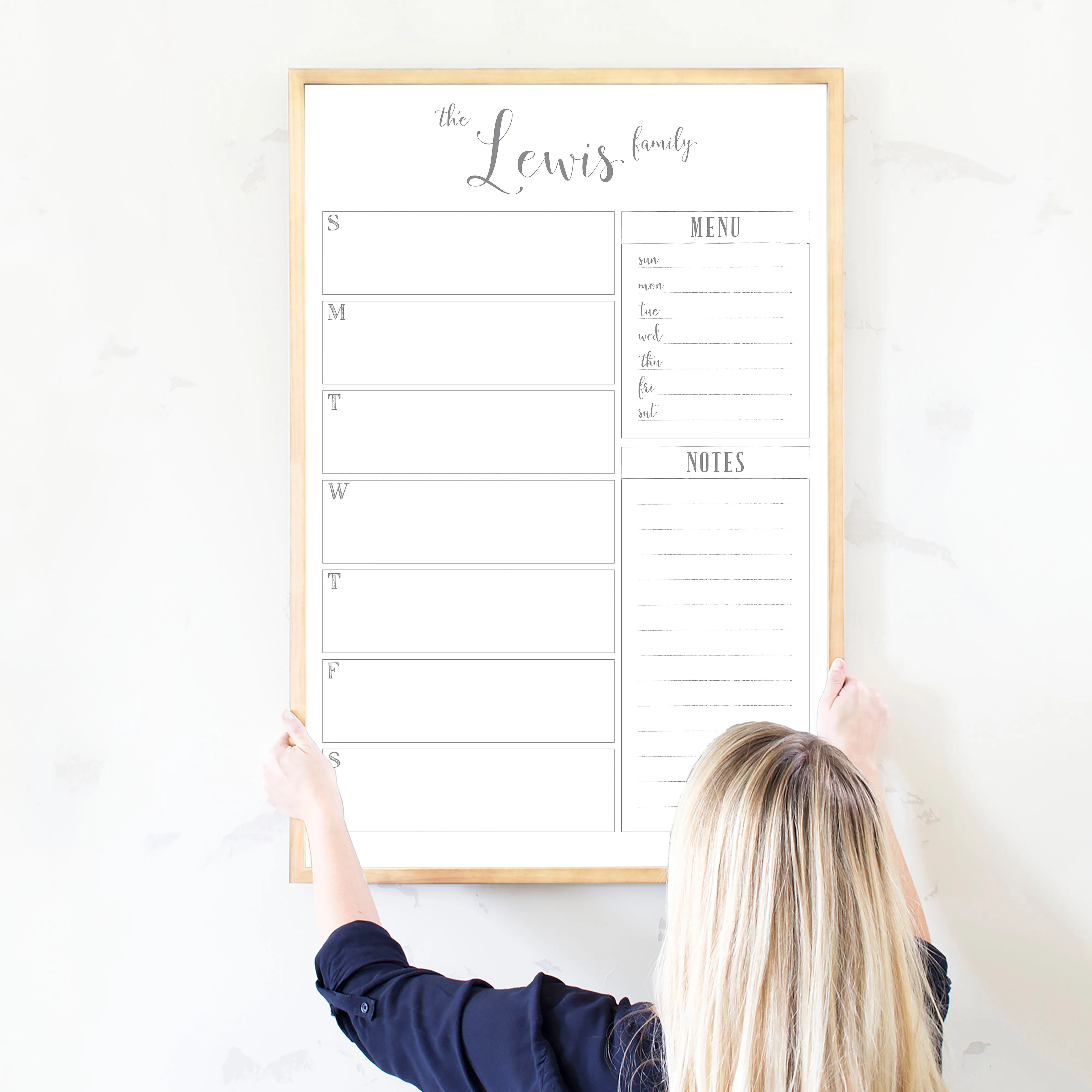 Weekly Framed Whiteboard Calendar   2 sections | Vertical Knope