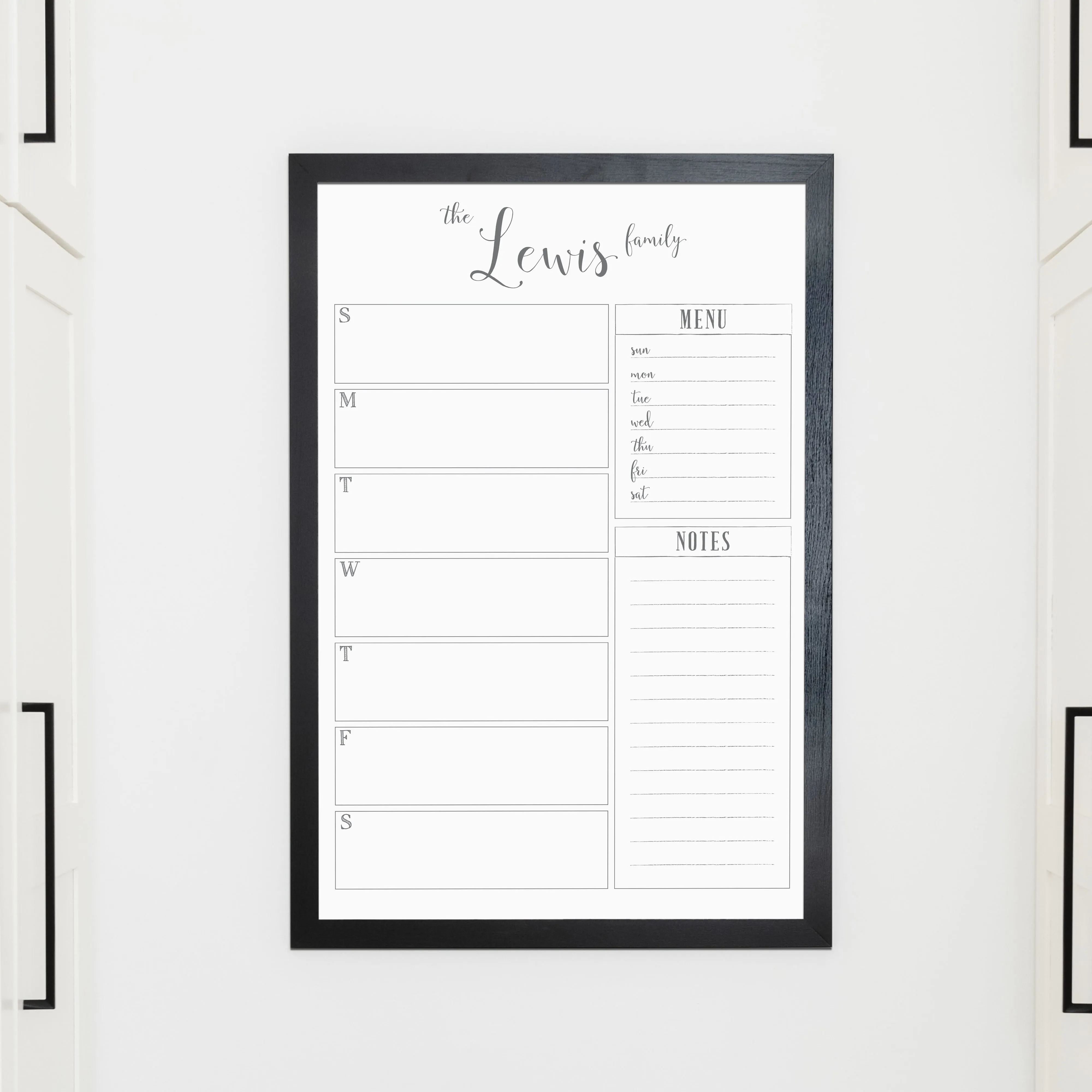 Weekly Framed Whiteboard Calendar   2 sections | Vertical Knope