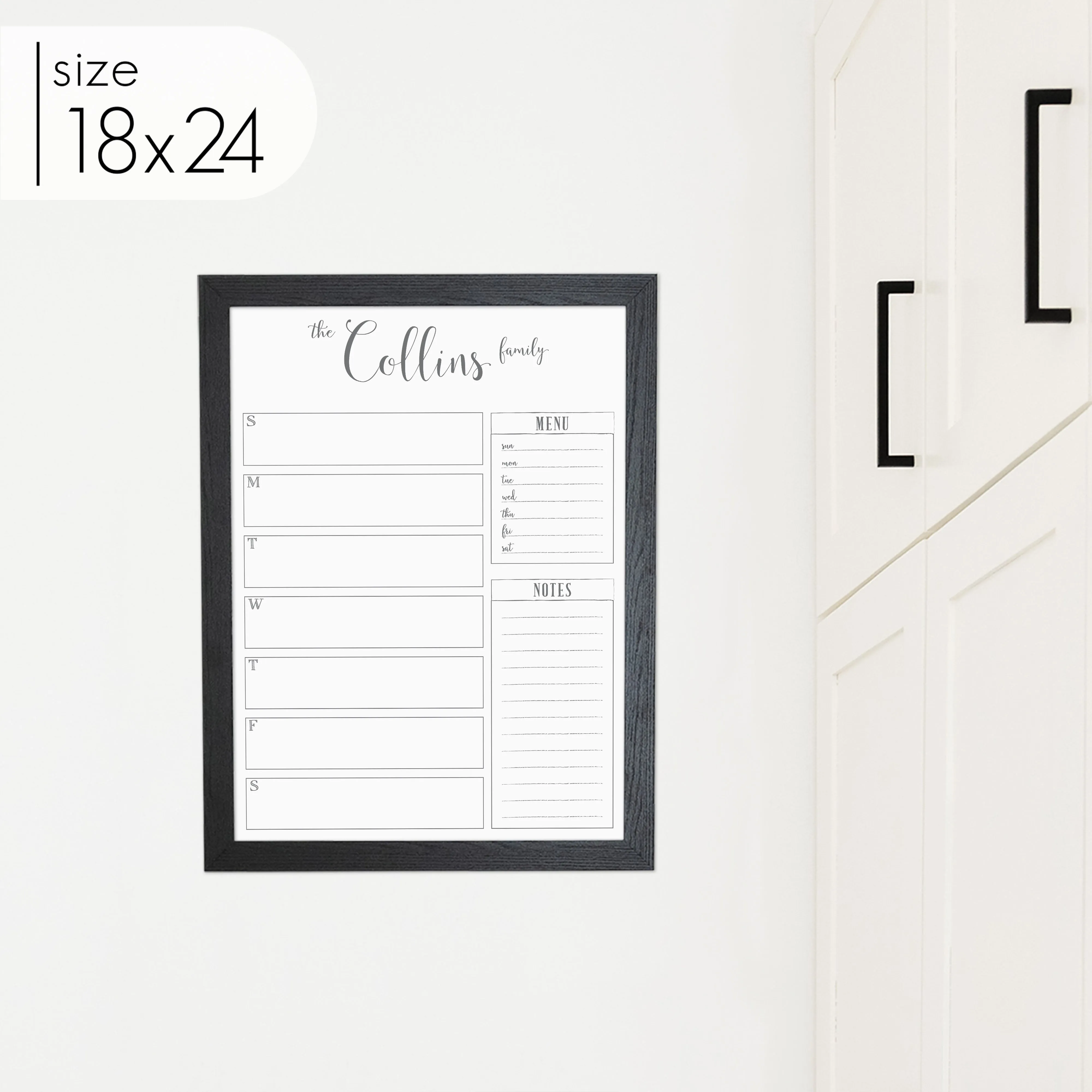 Weekly Framed Whiteboard Calendar   2 sections | Vertical Knope