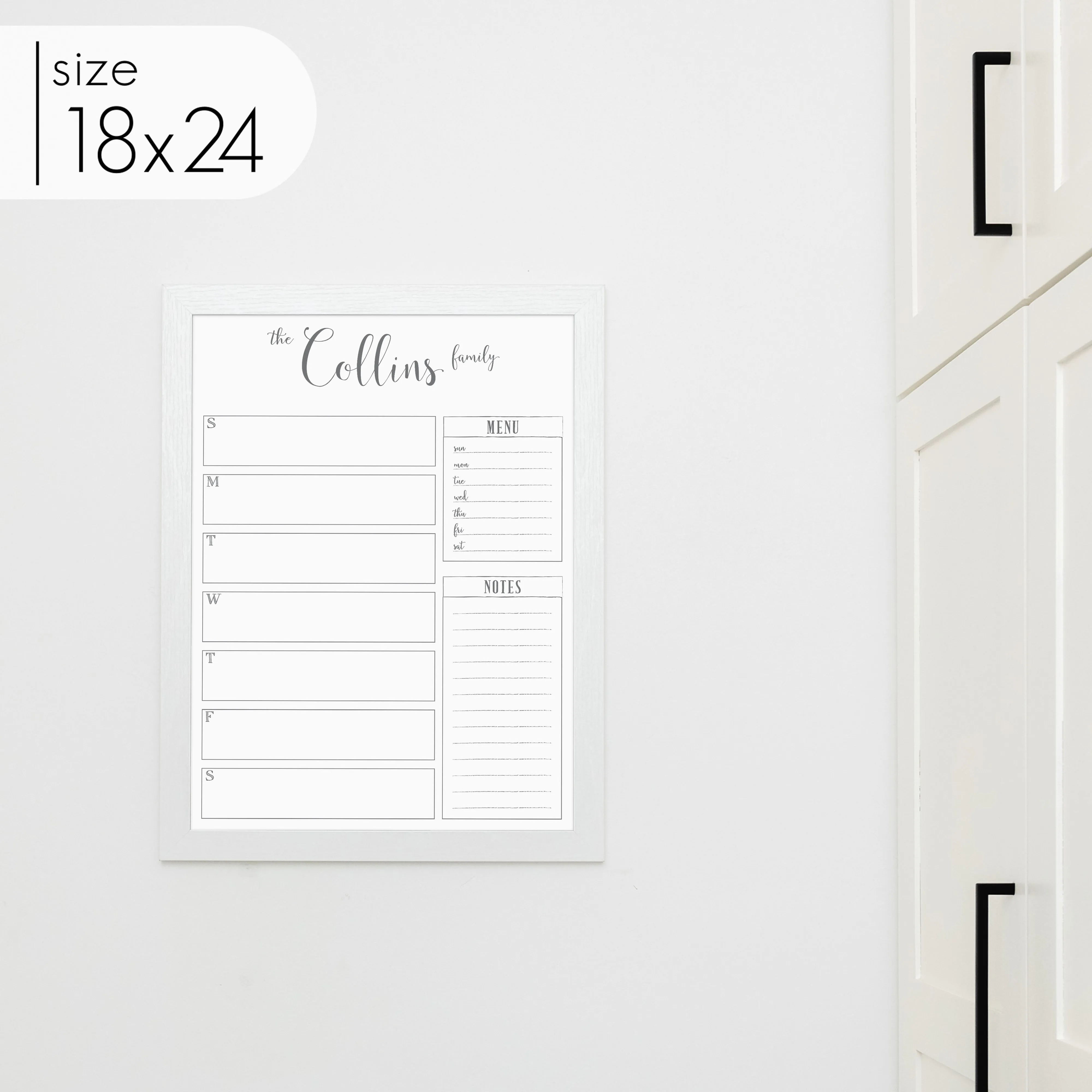 Weekly Framed Whiteboard Calendar   2 sections | Vertical Knope