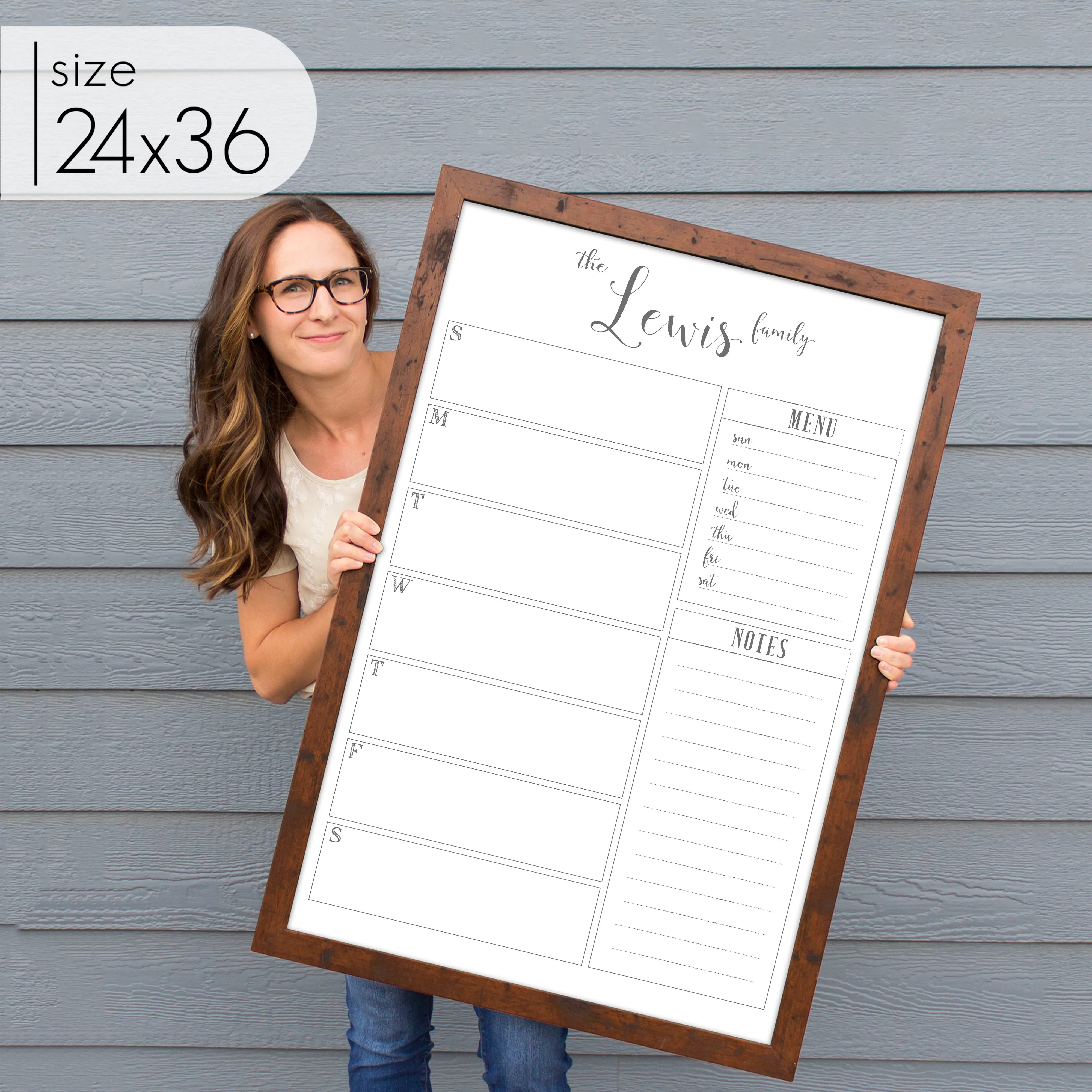 Weekly Framed Whiteboard Calendar   2 sections | Vertical Knope