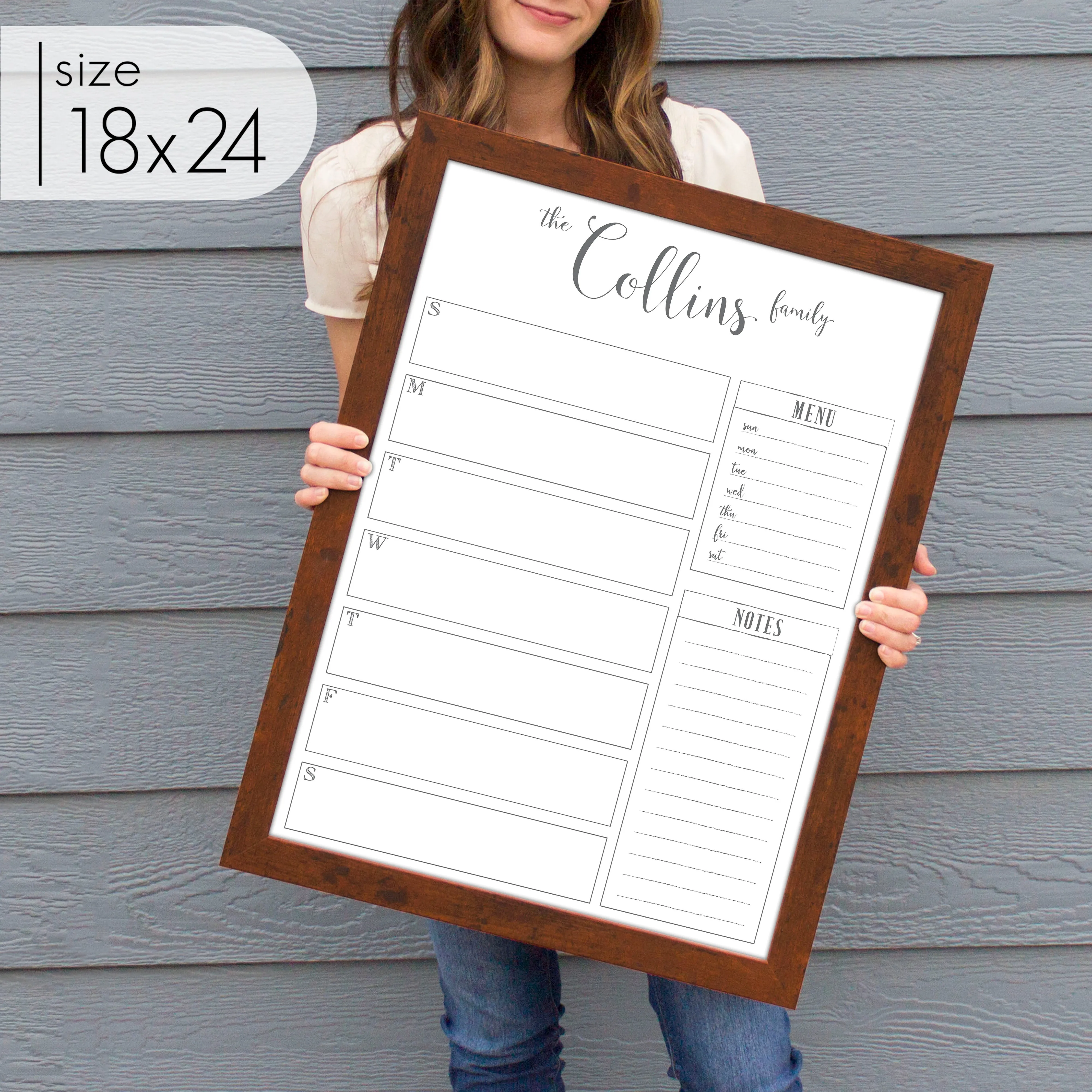 Weekly Framed Whiteboard Calendar   2 sections | Vertical Knope