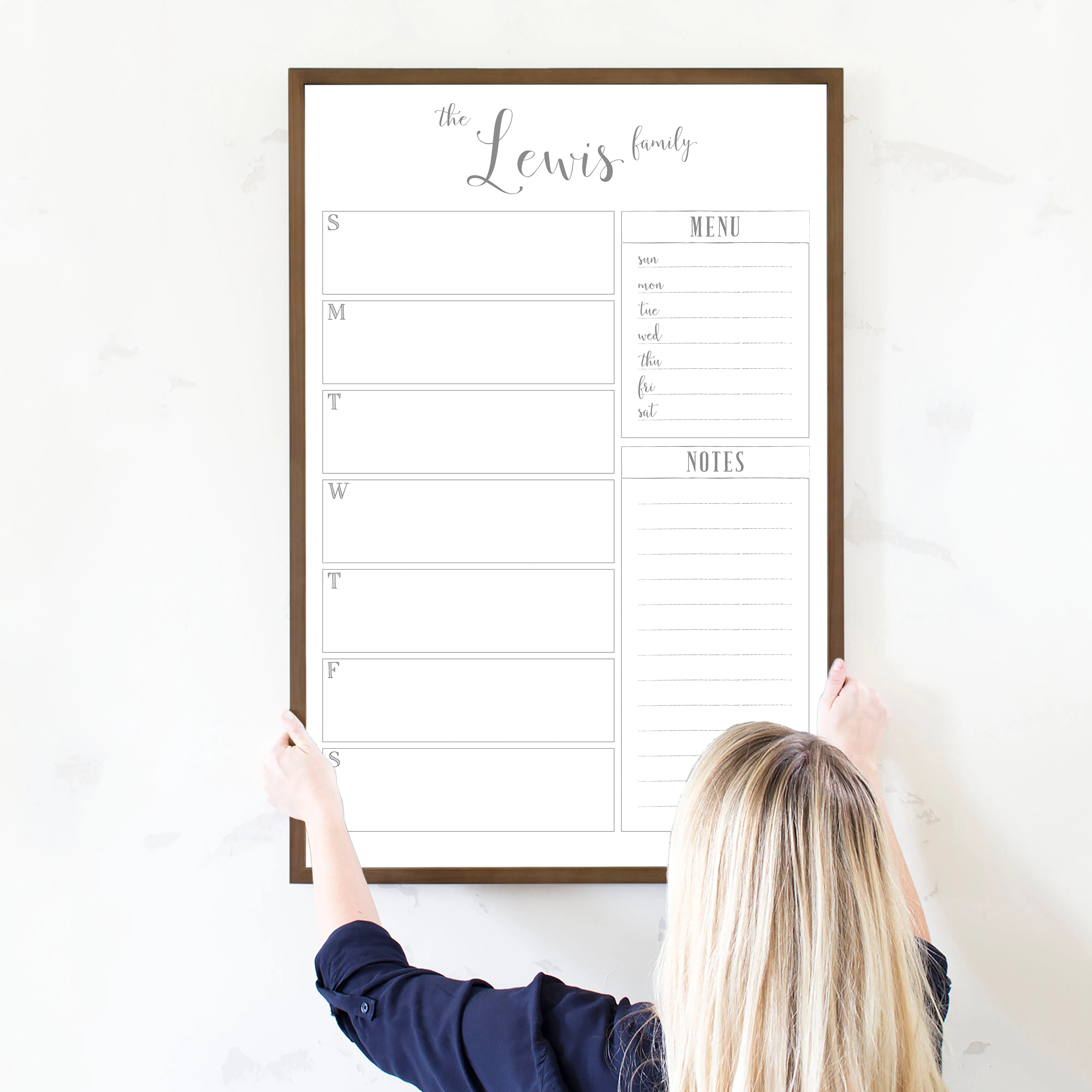 Weekly Framed Whiteboard Calendar   2 sections | Vertical Knope