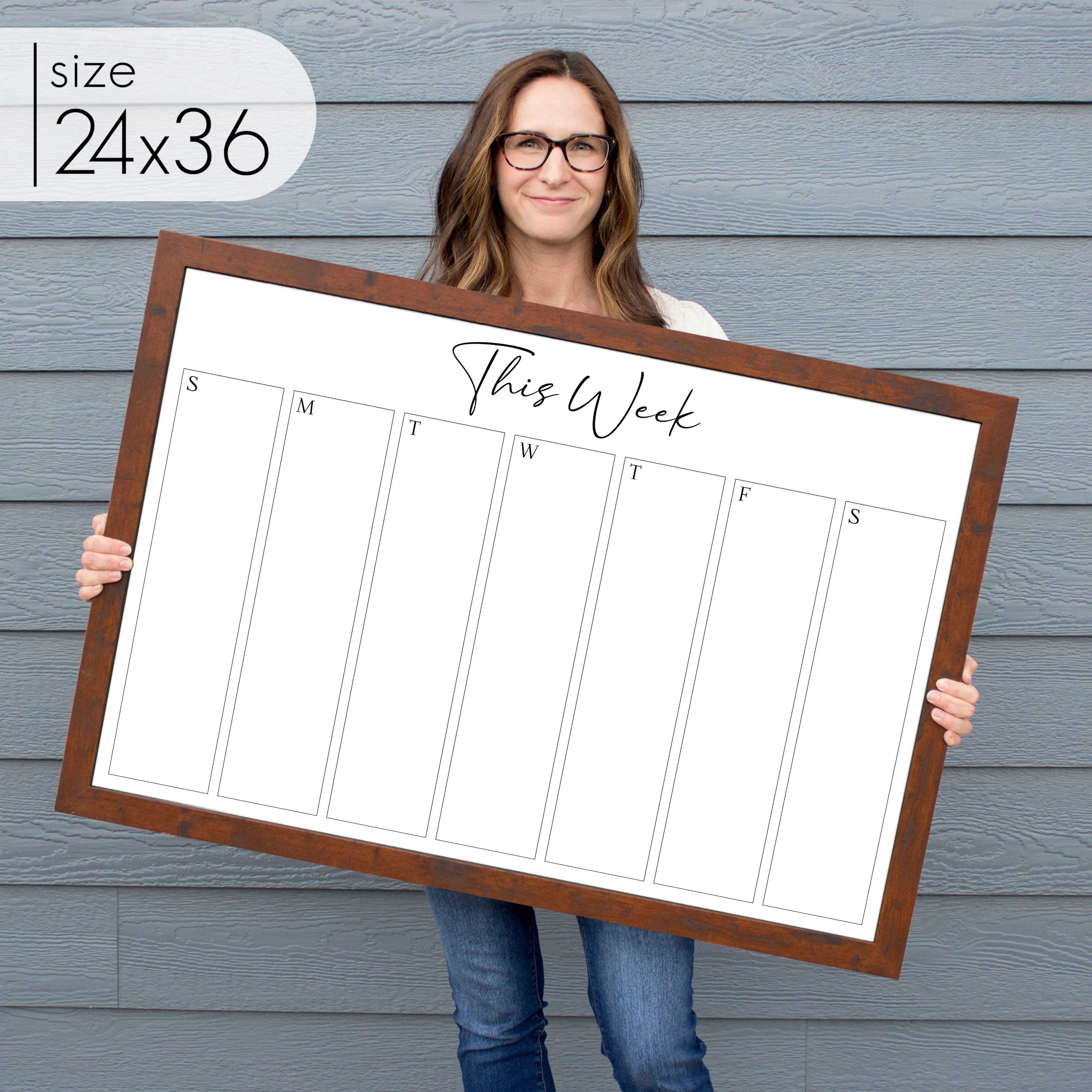 Weekly Framed Whiteboard Calendar | Horizontal Pennington