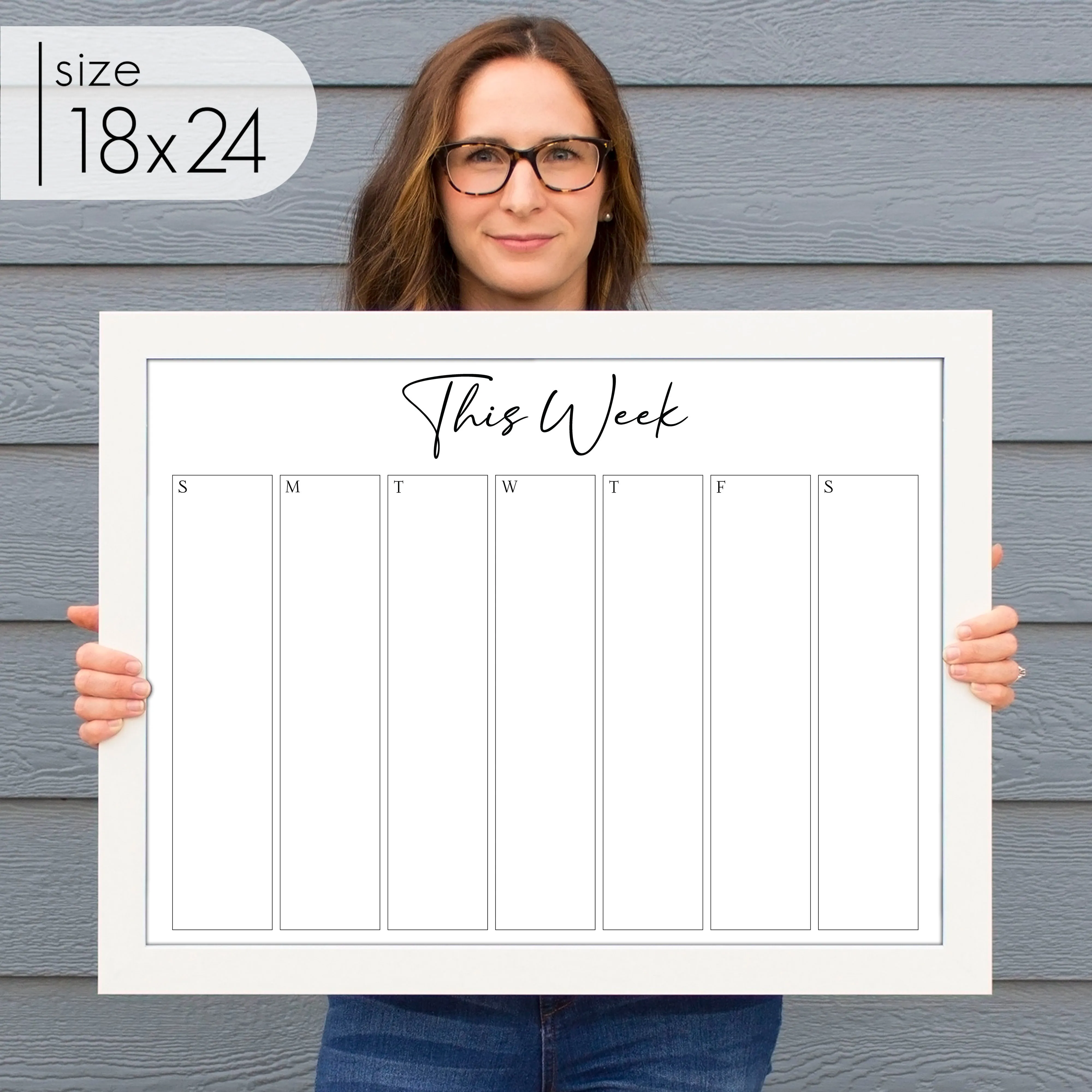 Weekly Framed Whiteboard Calendar | Horizontal Pennington