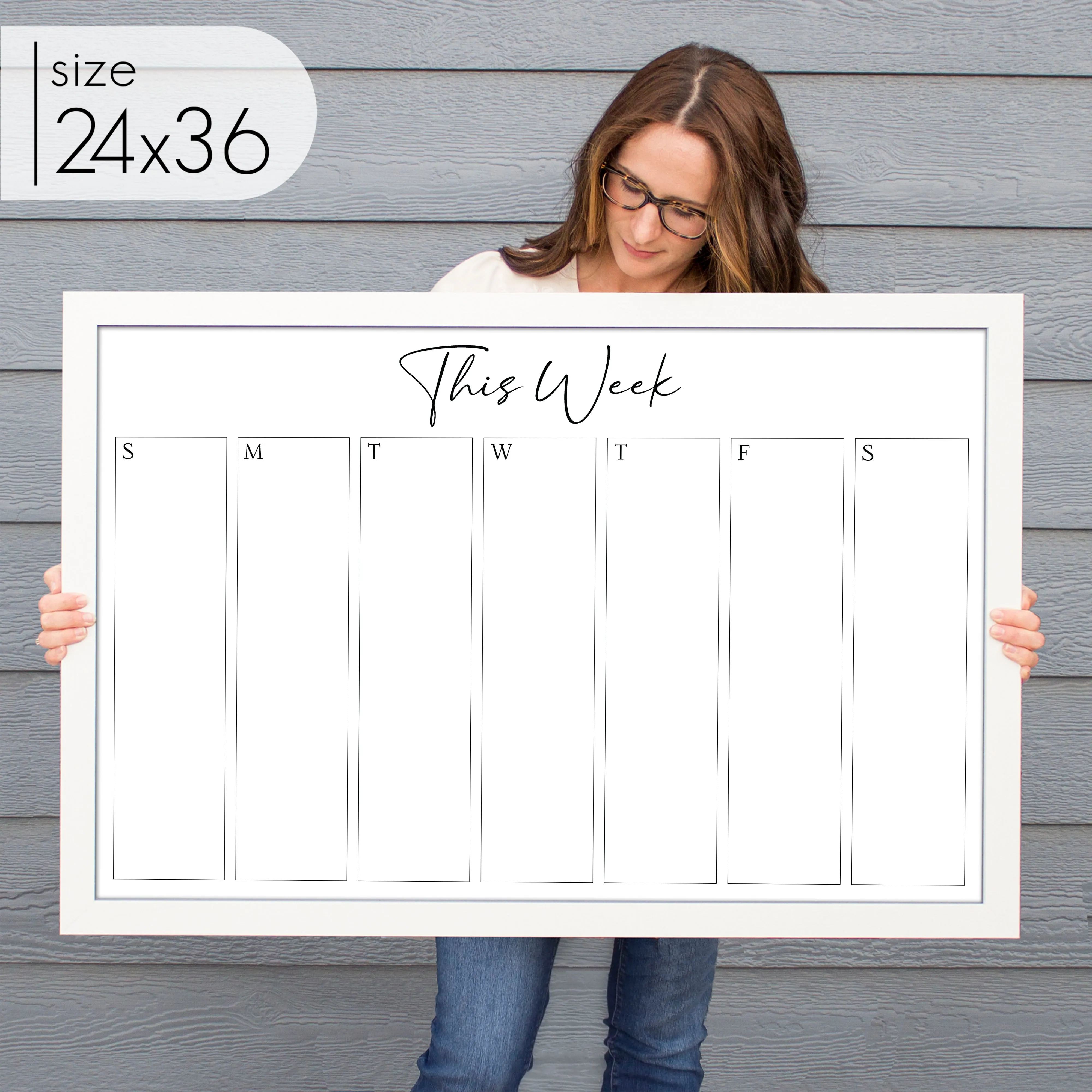 Weekly Framed Whiteboard Calendar | Horizontal Pennington