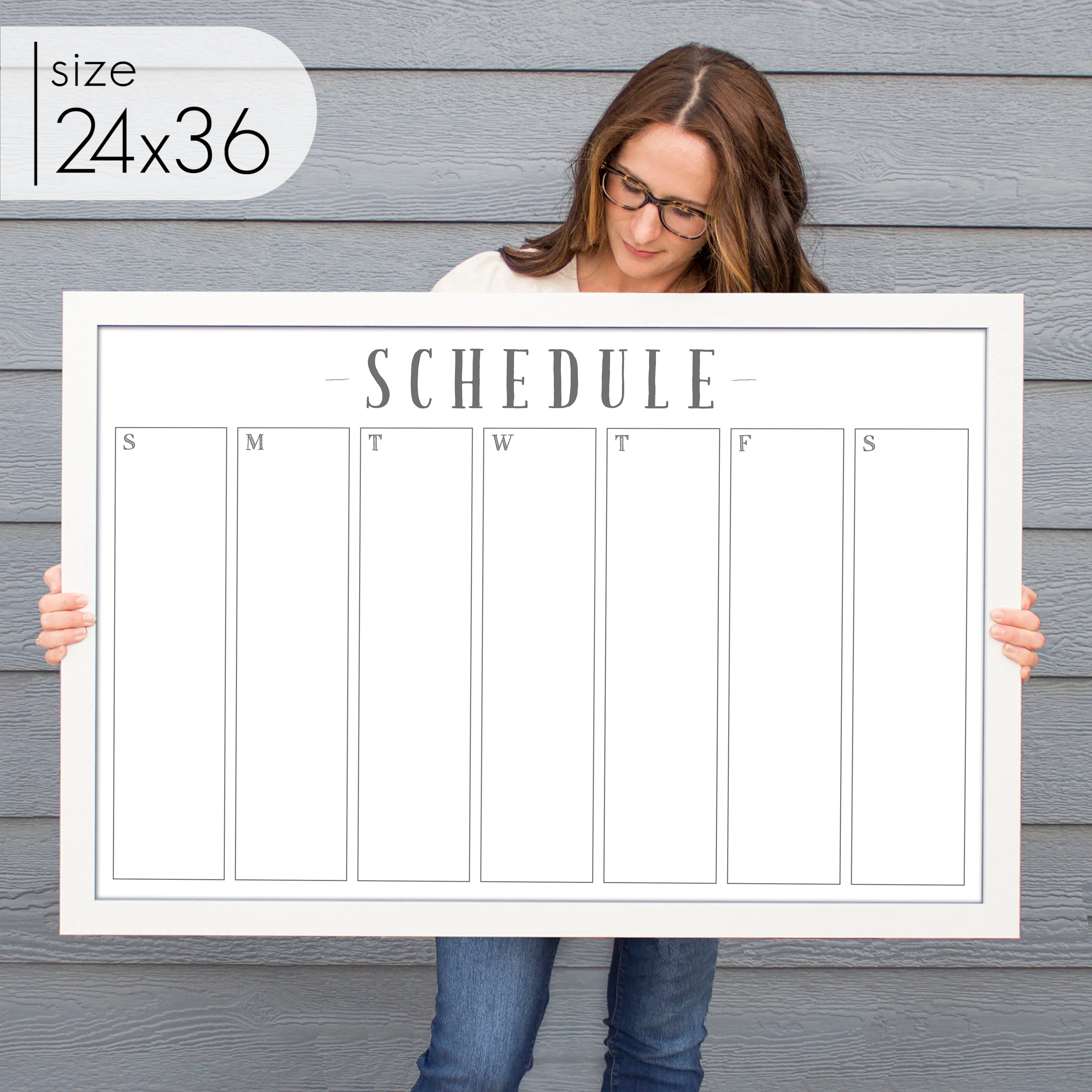 Weekly Framed Whiteboard Calendar | Horizontal Swanson