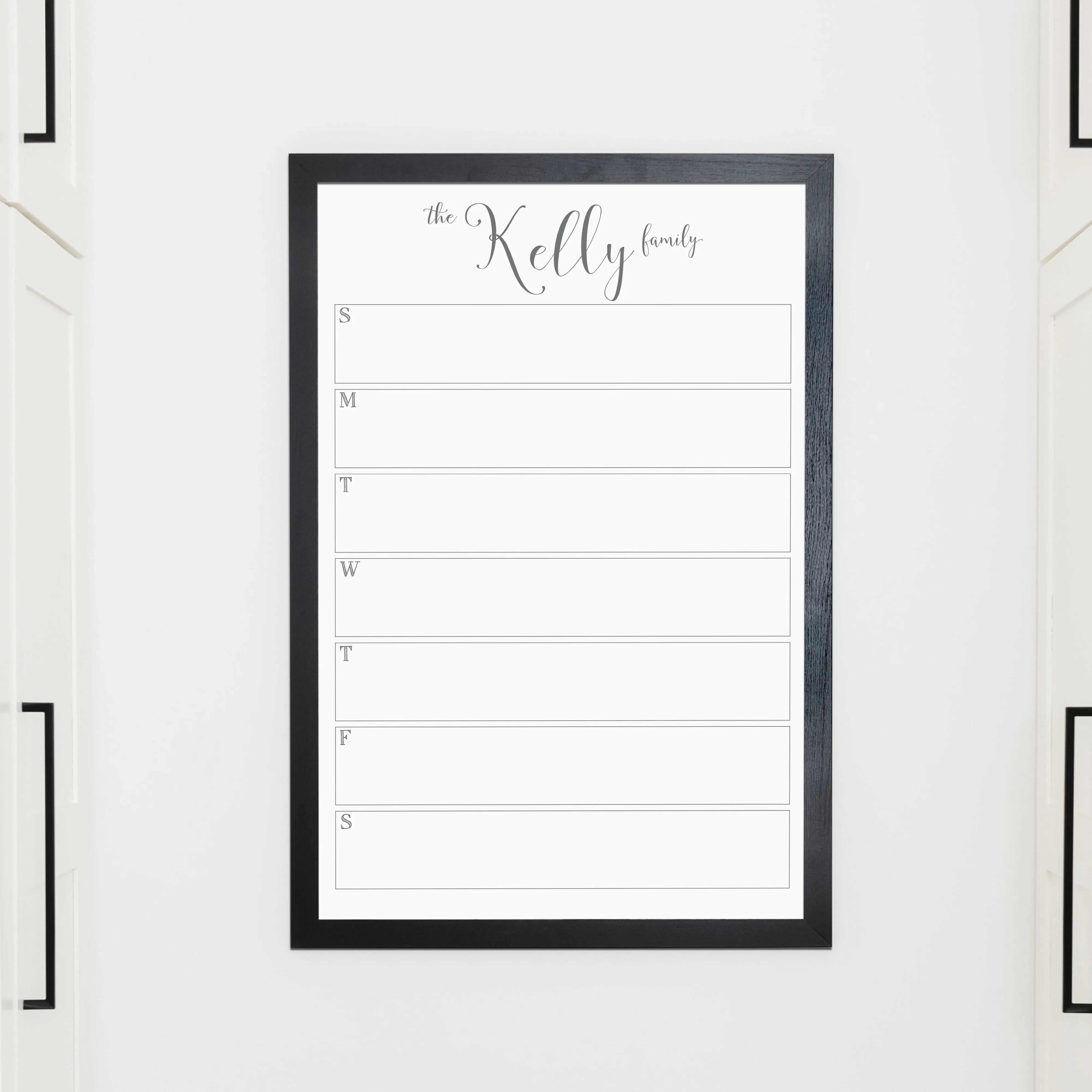 Weekly Framed Whiteboard Calendar | Vertical Knope