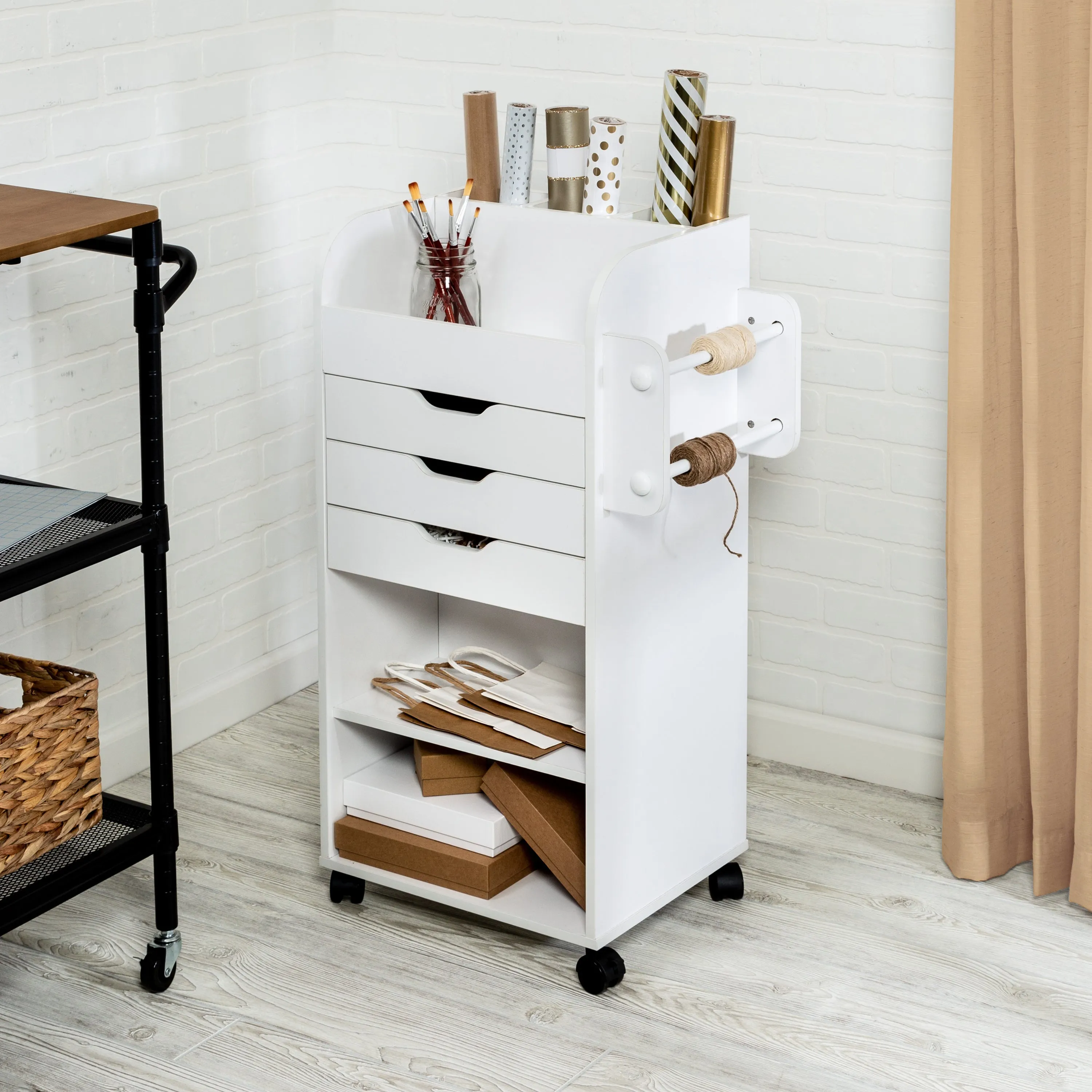 White 3-Drawer Gift Wrap or Craft Storage Cart