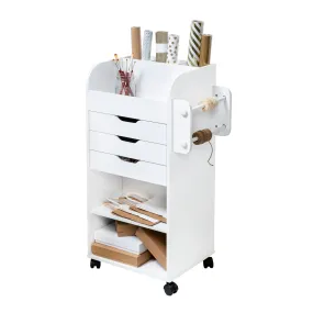 White 3-Drawer Gift Wrap or Craft Storage Cart