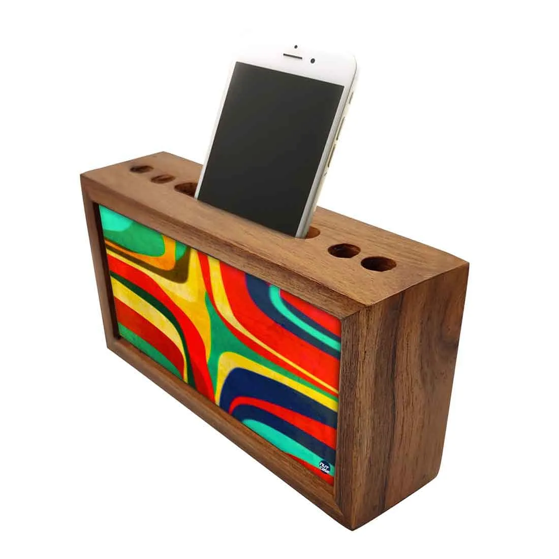 Wood desk accessories Pen Mobile Stand - Art Deco Retro