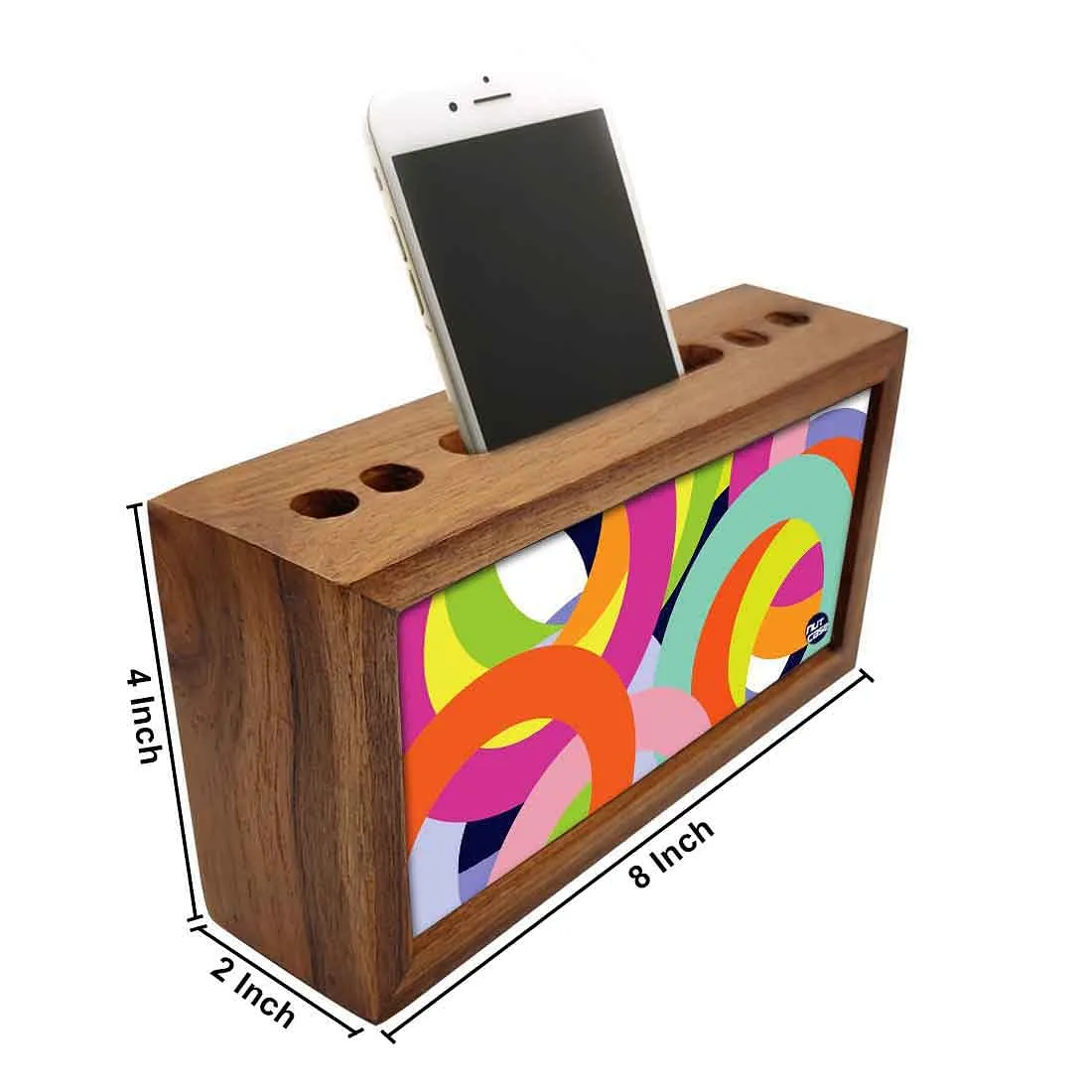 Wood desk accessories Pen Mobile Stand - Colorful Rings