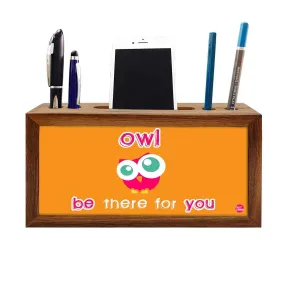 Wood desk accessories Pen Mobile Stand - Cute Owl