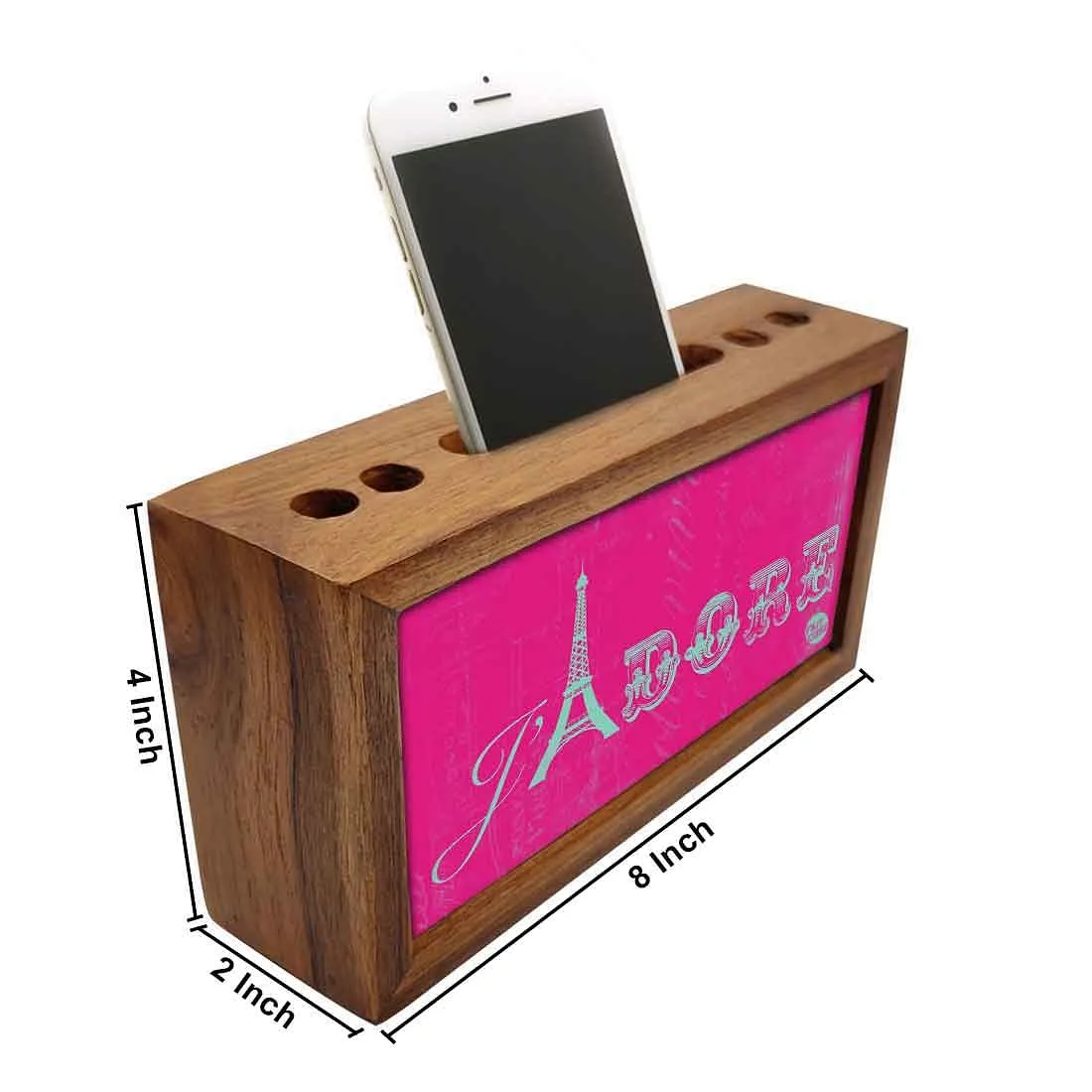 Wooden Stationery Organiser Pen Mobile Stand - Jadore