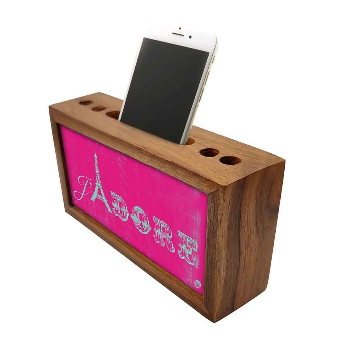 Wooden Stationery Organiser Pen Mobile Stand - Jadore