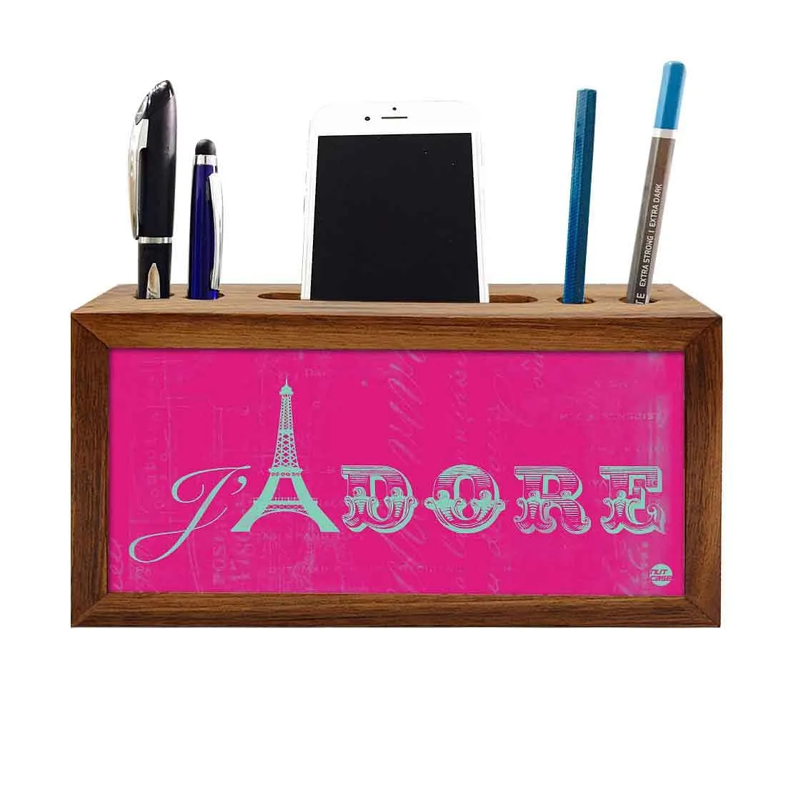 Wooden Stationery Organiser Pen Mobile Stand - Jadore